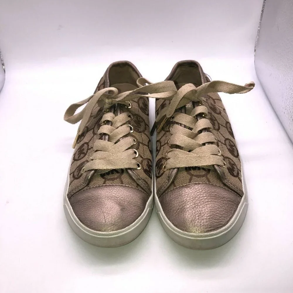 Michael Kors Womens Sz 6 M Lace Up Logo Signature Fashion Shoes Low Top Sneakers